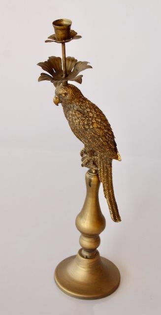 Gold Metal Parrot Candle Holder